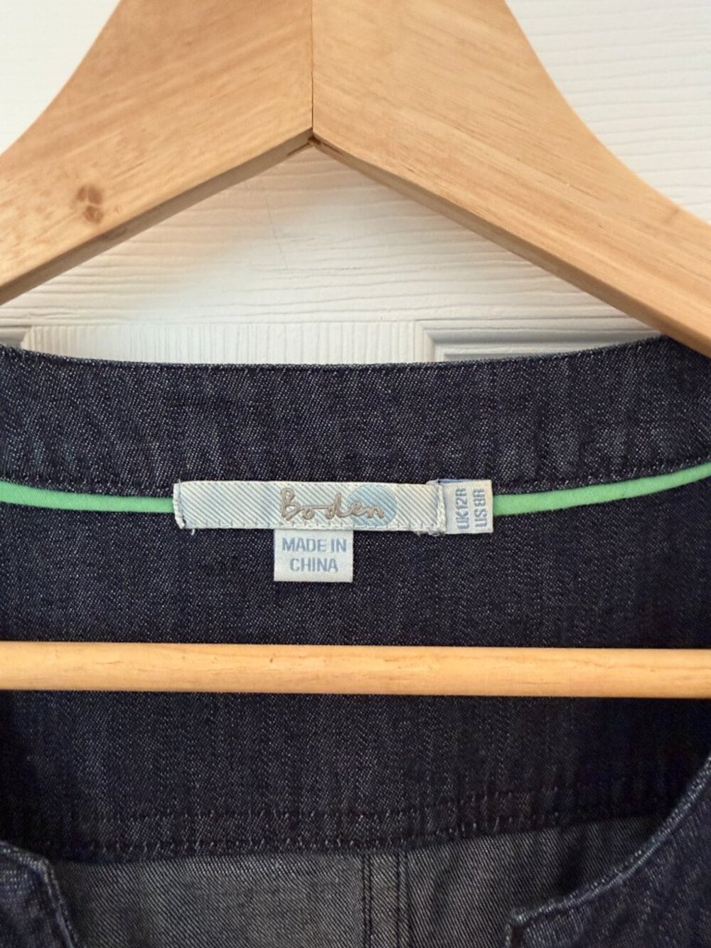 Boden Dark Wash Denim Shift Dress | Long Sleeve Button Placket | Size 8 - Picture 6 of 13